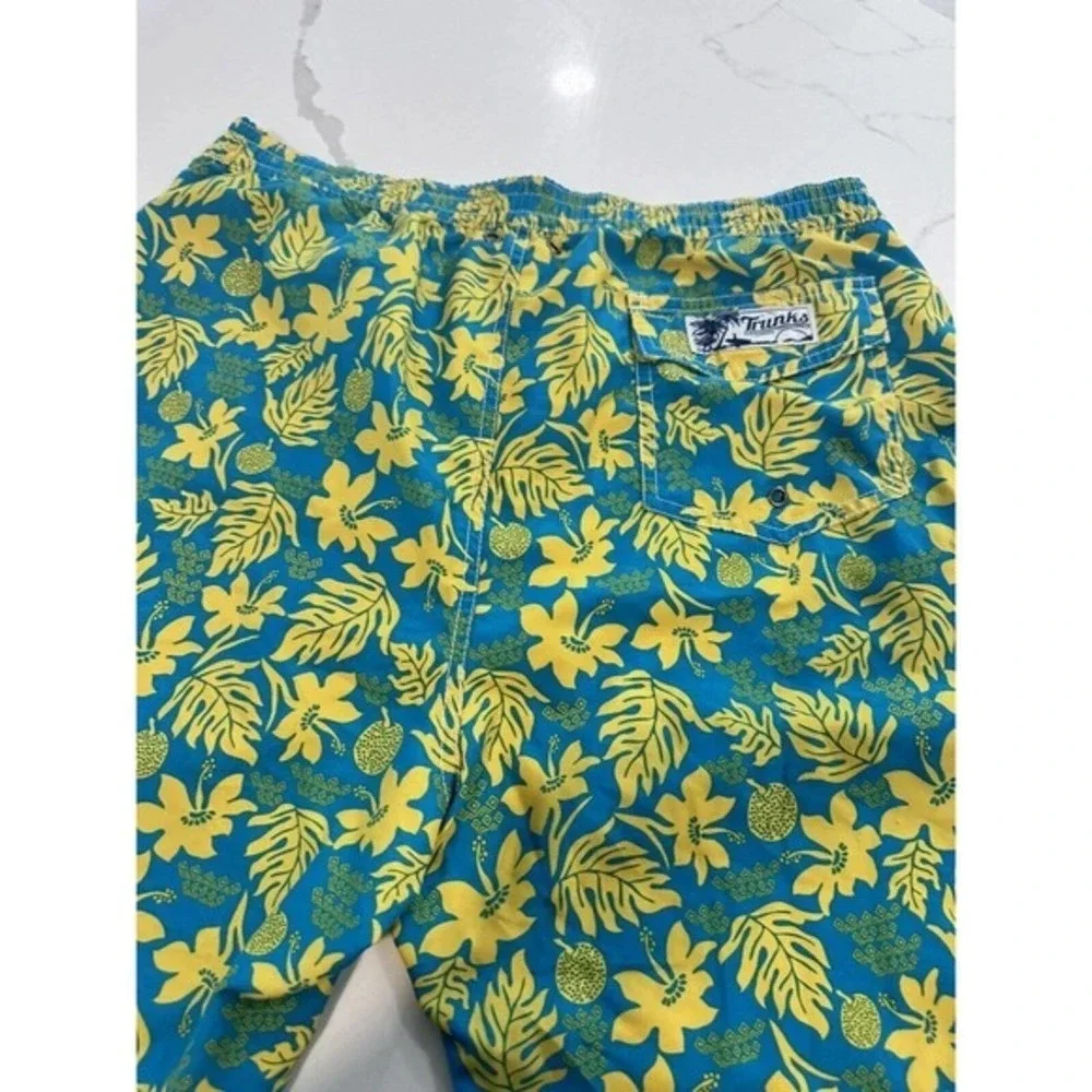 Trunks Surf & Swim Co. Men's Yellow & Teal Swim Trunks Shorts Size 34‎ F0298